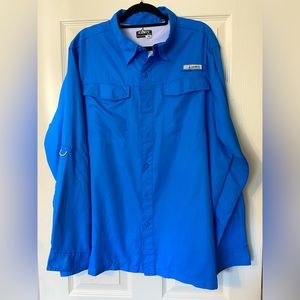 Habitat 30+ Solar Factor Long Sleeve Blue Fishing Shirt Men's  Size X-Large